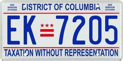 DC license plate EK7205