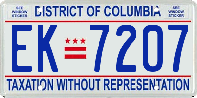 DC license plate EK7207