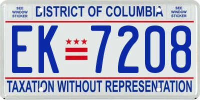 DC license plate EK7208