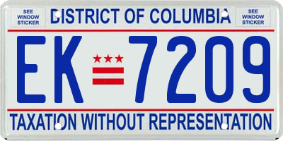 DC license plate EK7209