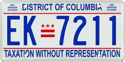 DC license plate EK7211