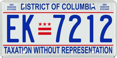 DC license plate EK7212