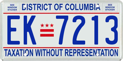 DC license plate EK7213