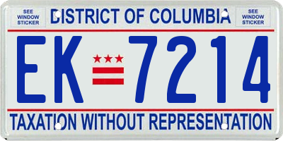 DC license plate EK7214