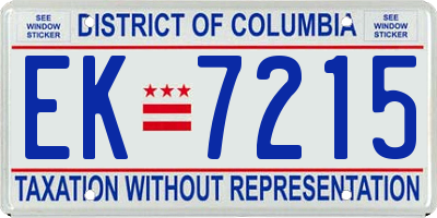 DC license plate EK7215