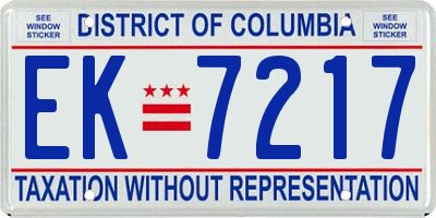 DC license plate EK7217