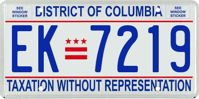 DC license plate EK7219