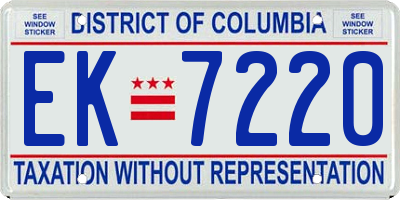 DC license plate EK7220