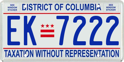 DC license plate EK7222