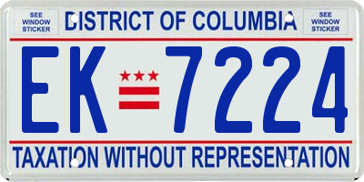 DC license plate EK7224