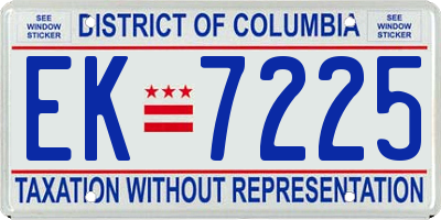 DC license plate EK7225