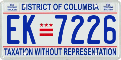 DC license plate EK7226