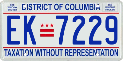 DC license plate EK7229