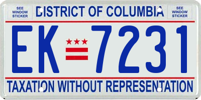 DC license plate EK7231