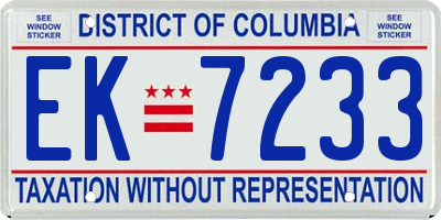 DC license plate EK7233