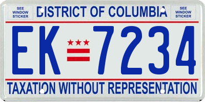 DC license plate EK7234