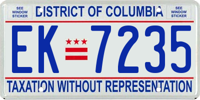 DC license plate EK7235