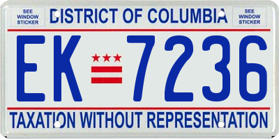 DC license plate EK7236