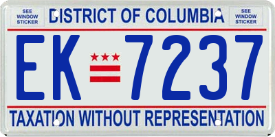 DC license plate EK7237