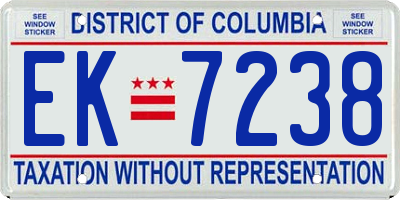 DC license plate EK7238