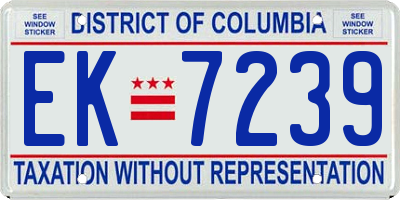 DC license plate EK7239