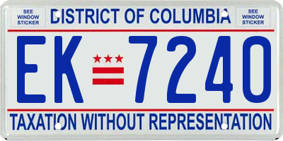 DC license plate EK7240