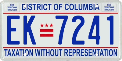 DC license plate EK7241