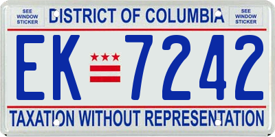 DC license plate EK7242