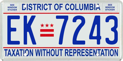 DC license plate EK7243