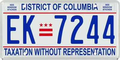 DC license plate EK7244