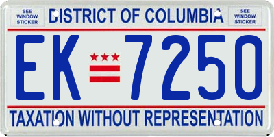 DC license plate EK7250