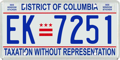 DC license plate EK7251