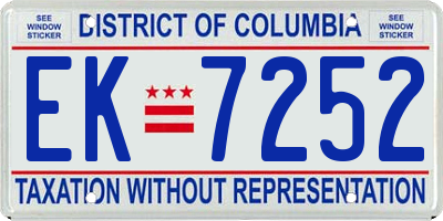 DC license plate EK7252