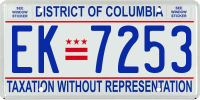 DC license plate EK7253