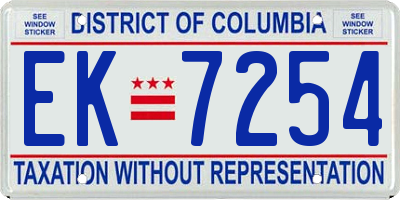 DC license plate EK7254