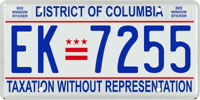 DC license plate EK7255