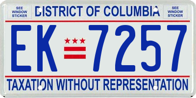 DC license plate EK7257