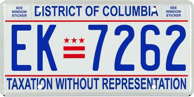 DC license plate EK7262