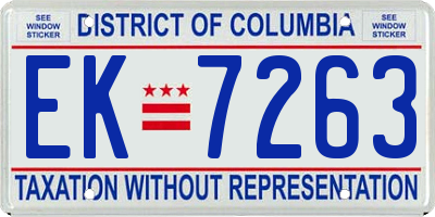 DC license plate EK7263