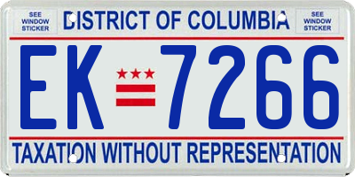 DC license plate EK7266