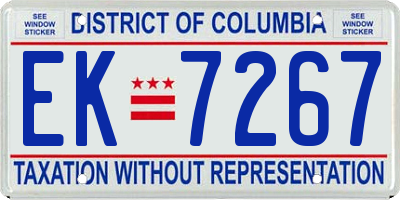 DC license plate EK7267