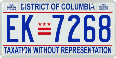 DC license plate EK7268