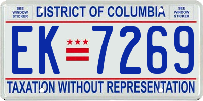 DC license plate EK7269