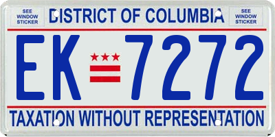 DC license plate EK7272