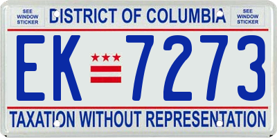 DC license plate EK7273