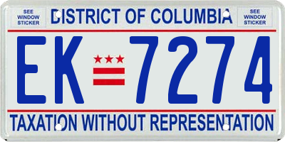 DC license plate EK7274