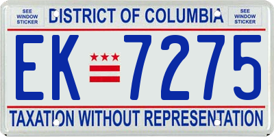 DC license plate EK7275