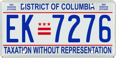 DC license plate EK7276