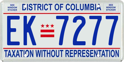 DC license plate EK7277