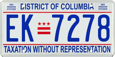 DC license plate EK7278